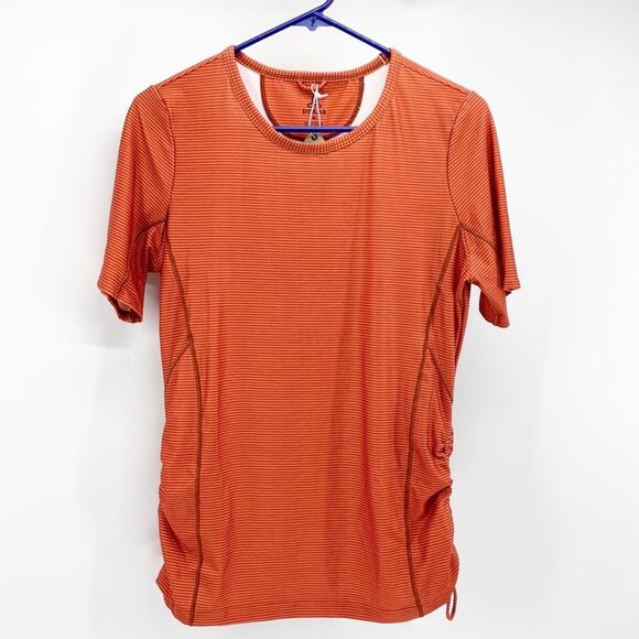 Prana Catarina swim short sleeve sun top liqueur wabi stripe adjustable size M - Picture 1 of 7